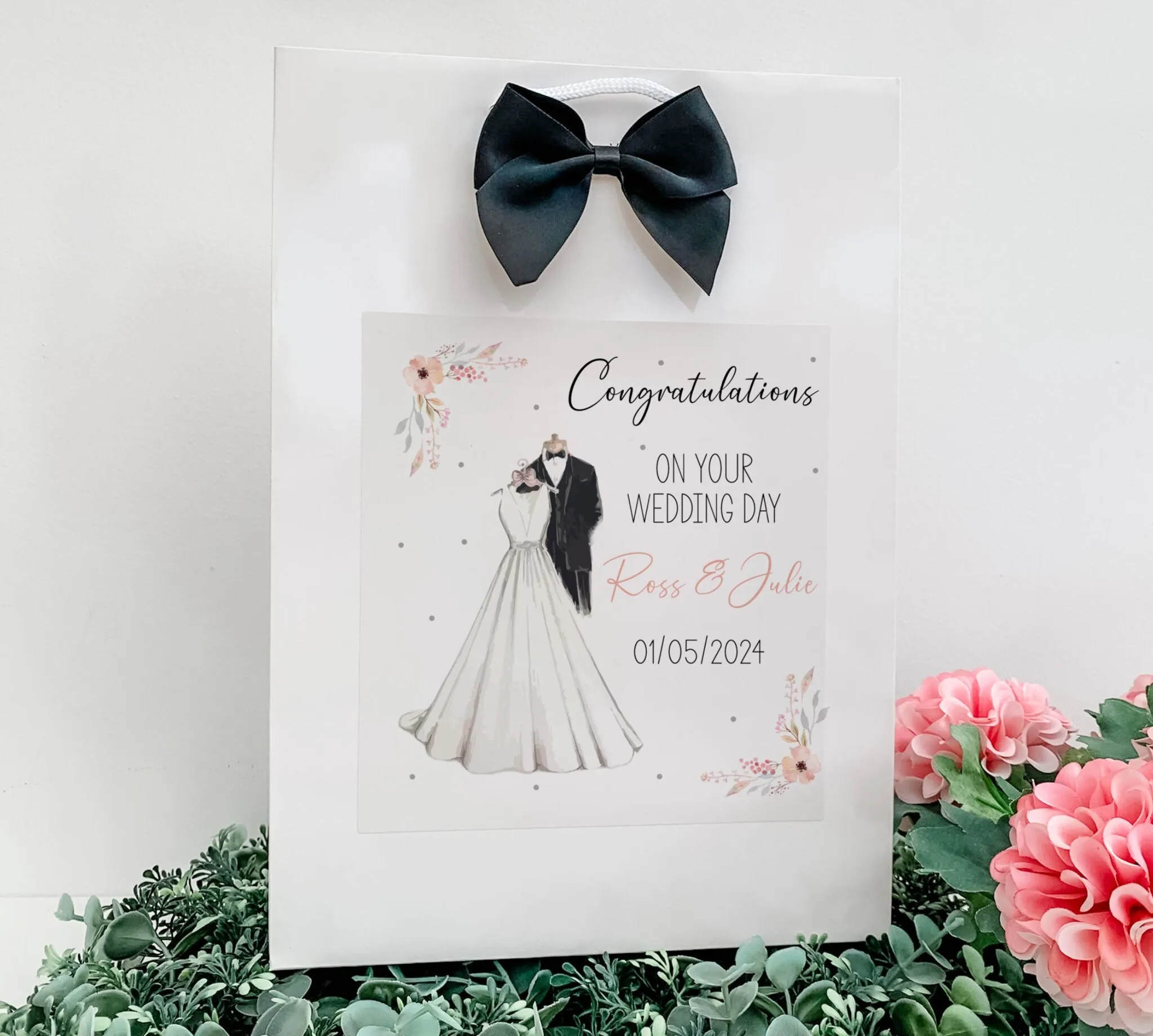 Congratulations Wedding Day Gift Bag, Luxury Gift Bags, Custom Personalised With Names, Just Married