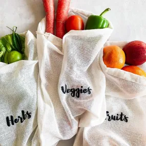 Cotton Reusable Embroidered Grocery Bags