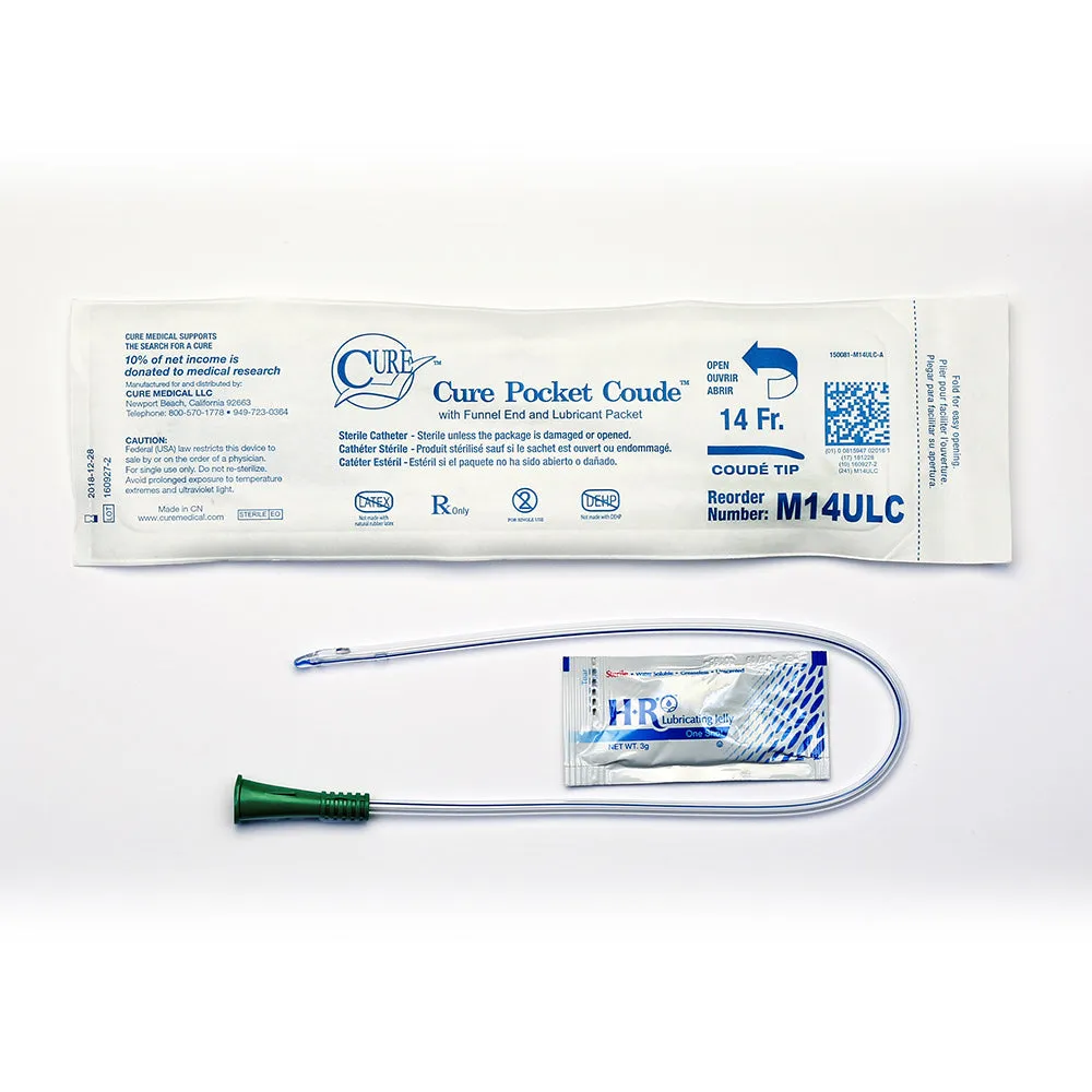 Cure Medical Pocket Catheter with Coudé Tip, Male 16"