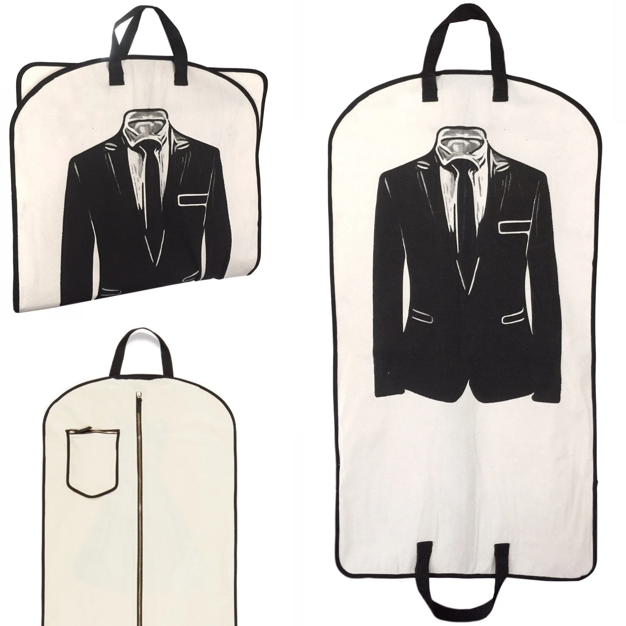 CUSTOM Men's Suit Garment Bag with Pocket, Cream