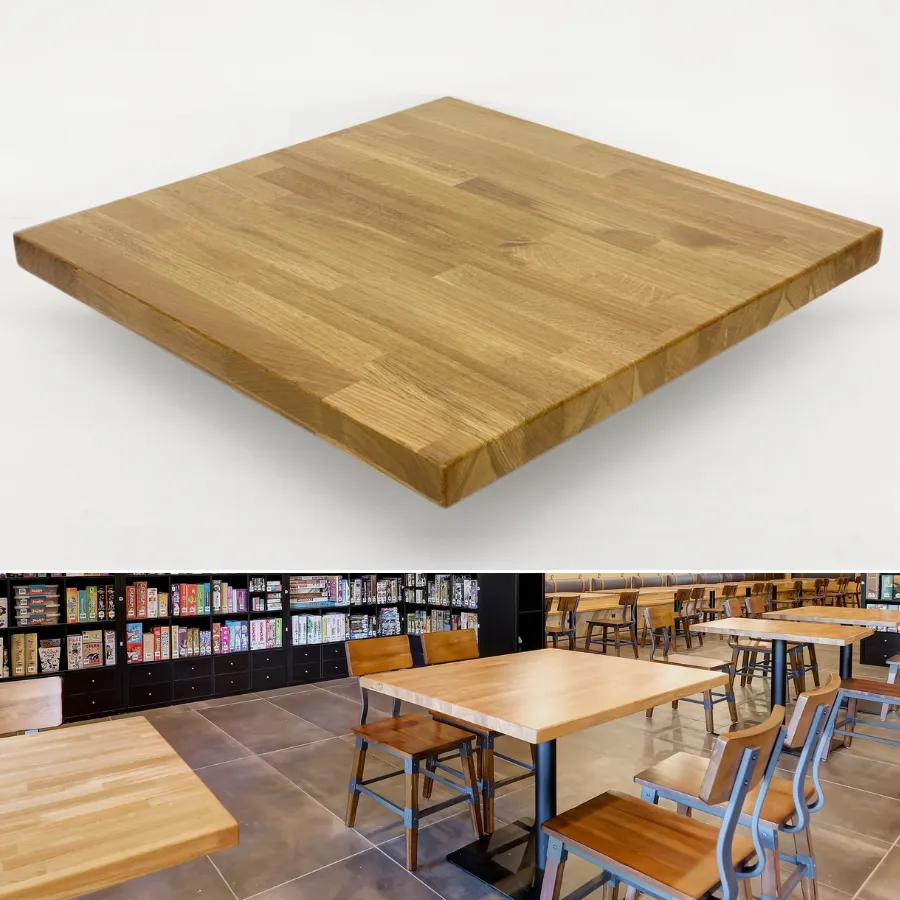 Custom Size and Color Solid White Oak Butcher Block Restaurant Table Tops