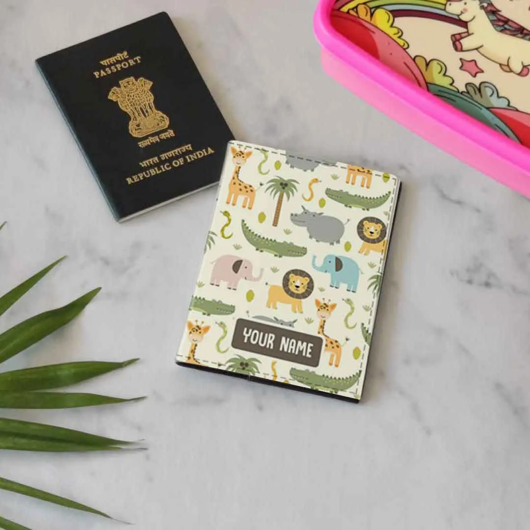 Customized Passport Cover with Baggage Tag Set for Children - Wild Animals