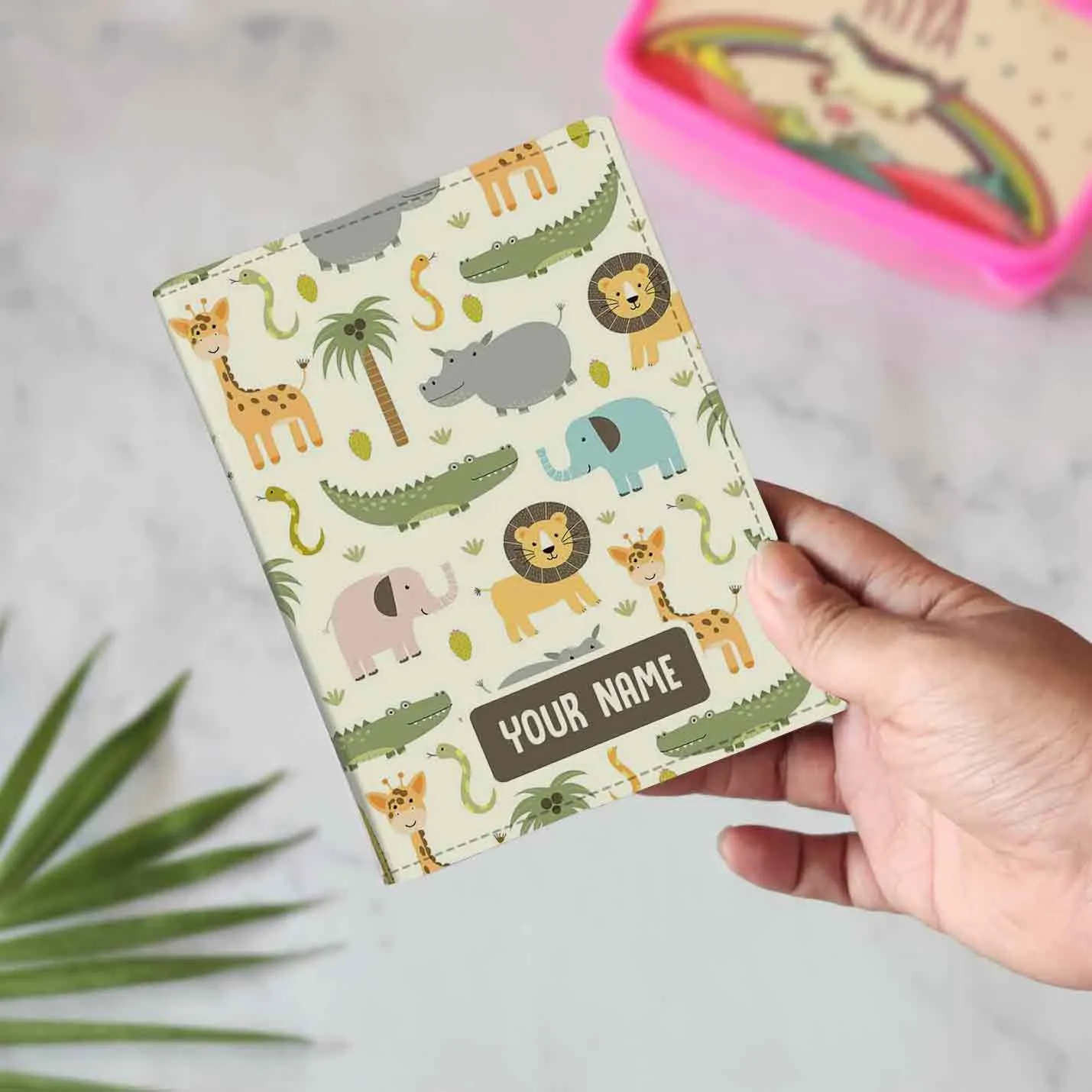 Customized Passport Cover with Baggage Tag Set for Children - Wild Animals