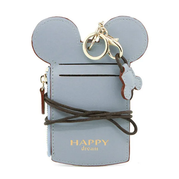 Cute Animal Shape Card Holder Wallet Purse Neck Lanyard for Women