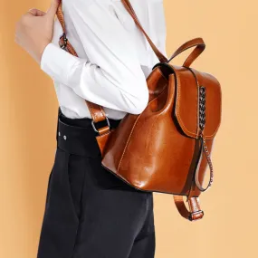 Deluxe Leather Backpack with Pockets