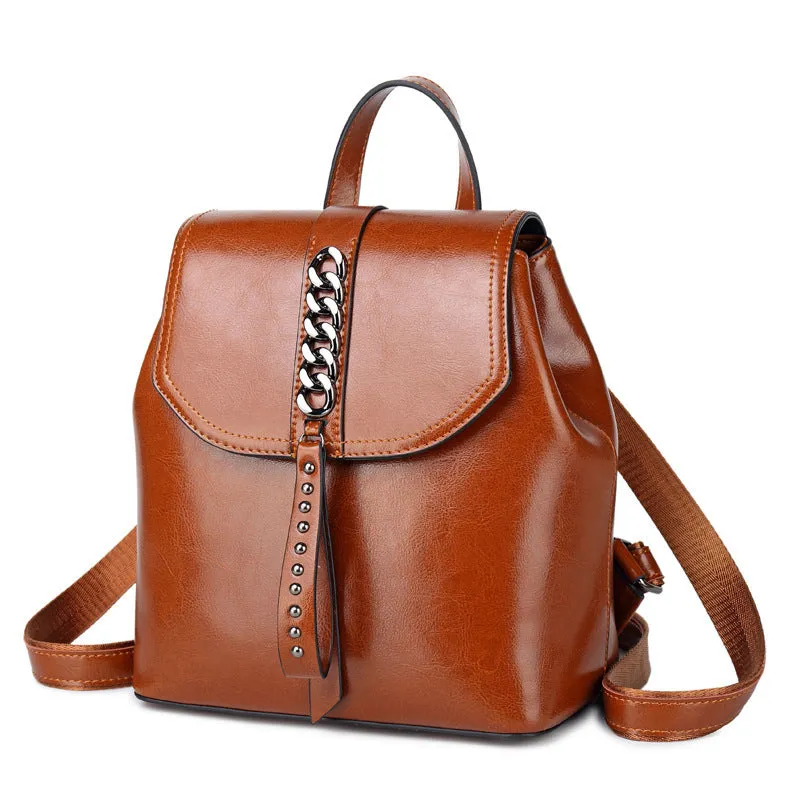 Deluxe Leather Backpack with Pockets