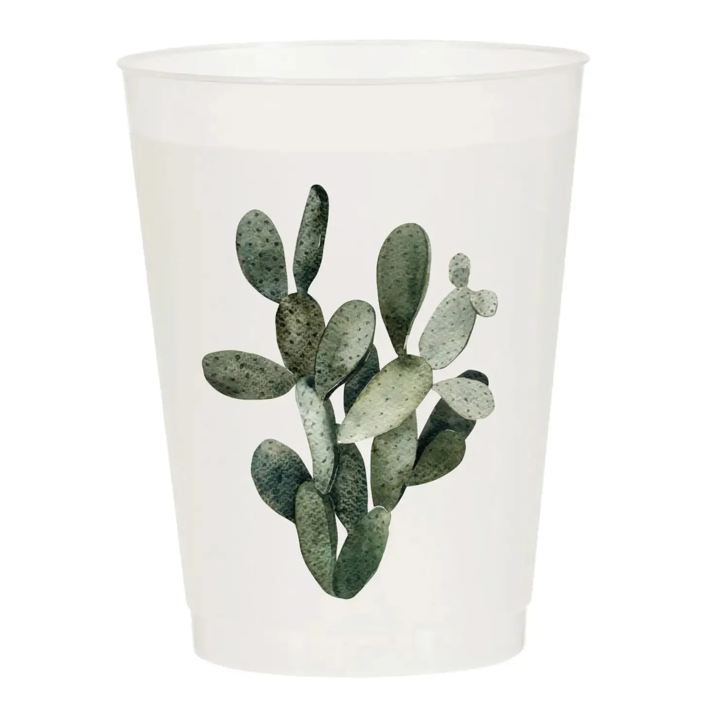 Desert Watercolor Cactus Frosted Reusable Cups - Set of 6