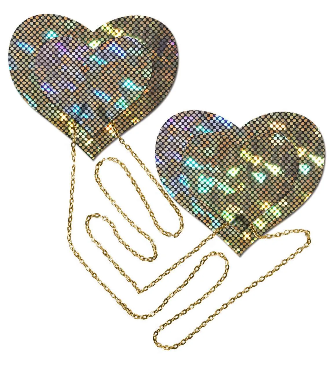 Disco Ball Hearts with Gold Chains Pasties