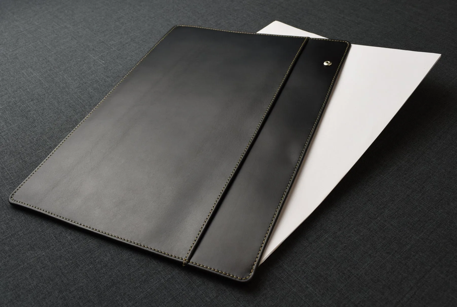 Document Folder - Black Leather