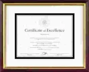 Document/Certificate Frame W/Mat Laminated Wood 11 X 14 Mahogany/Gold Leaf