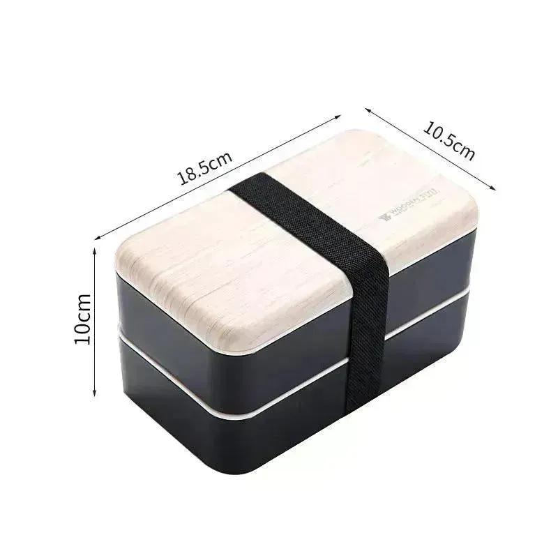 Double Plastic Compartment Lunch Box Student Microwaveable Lunch