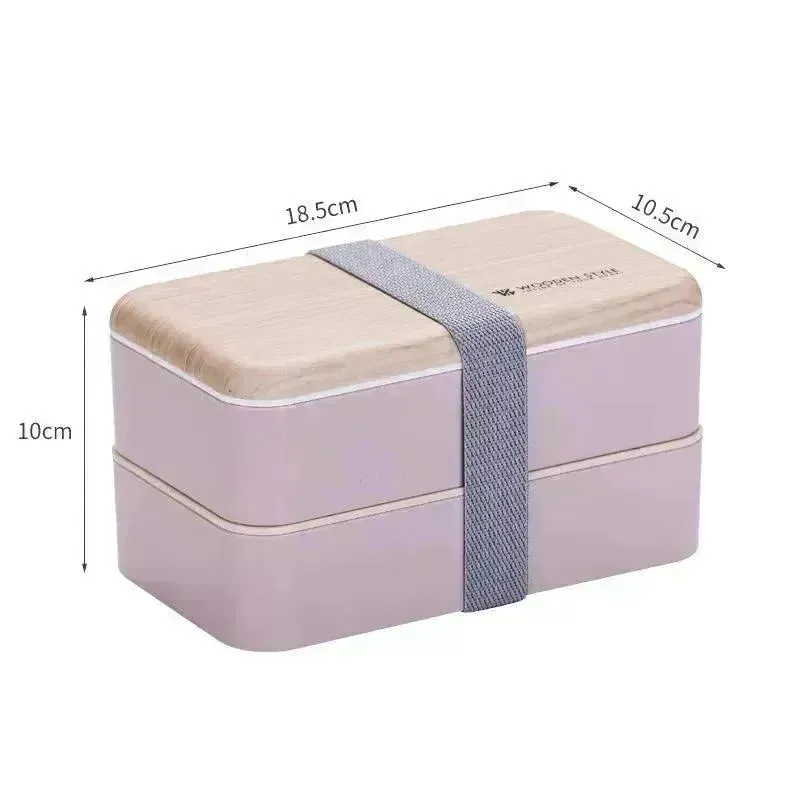 Double Plastic Compartment Lunch Box Student Microwaveable Lunch