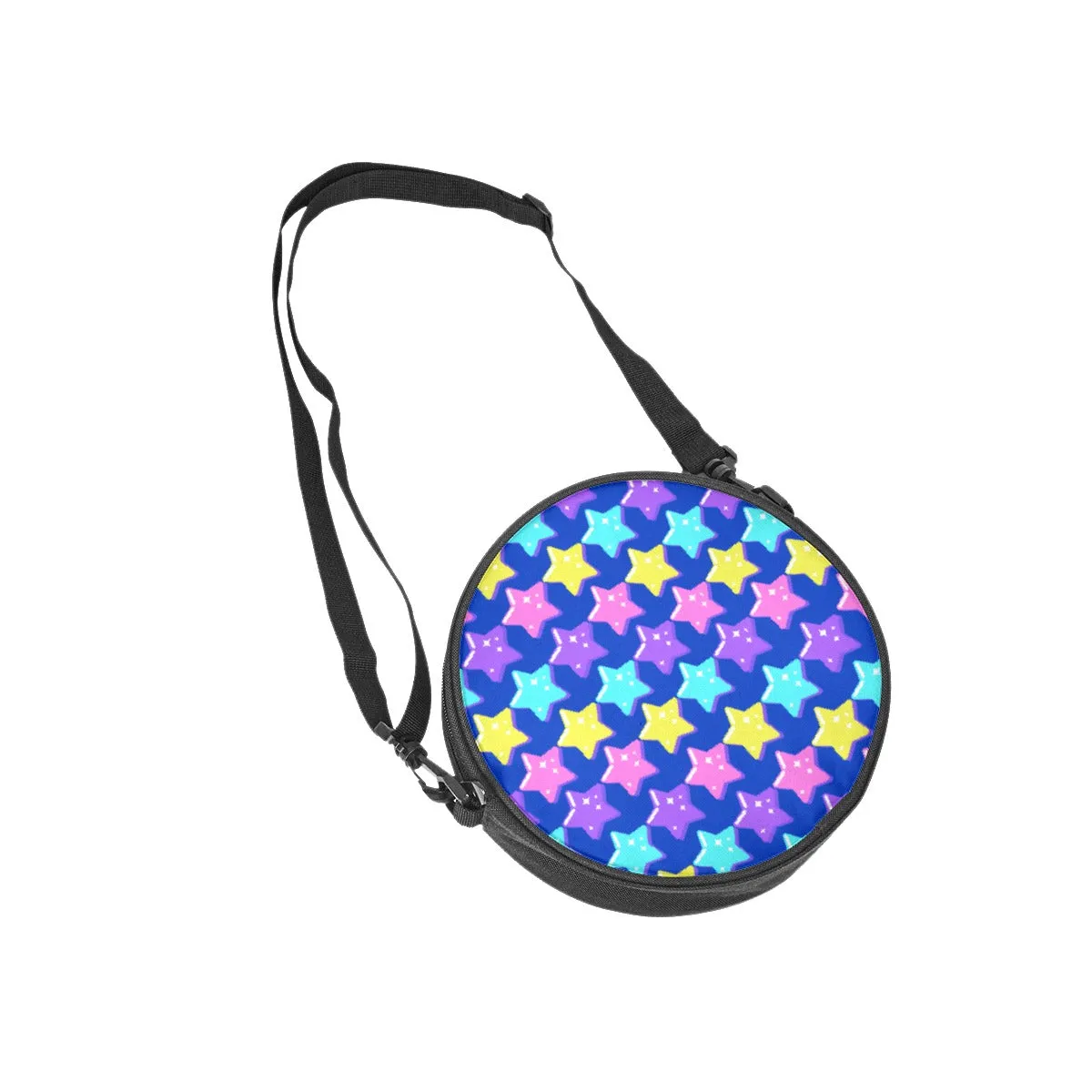 Electric Star Wave Navy Blue Circle Crossbody Bag