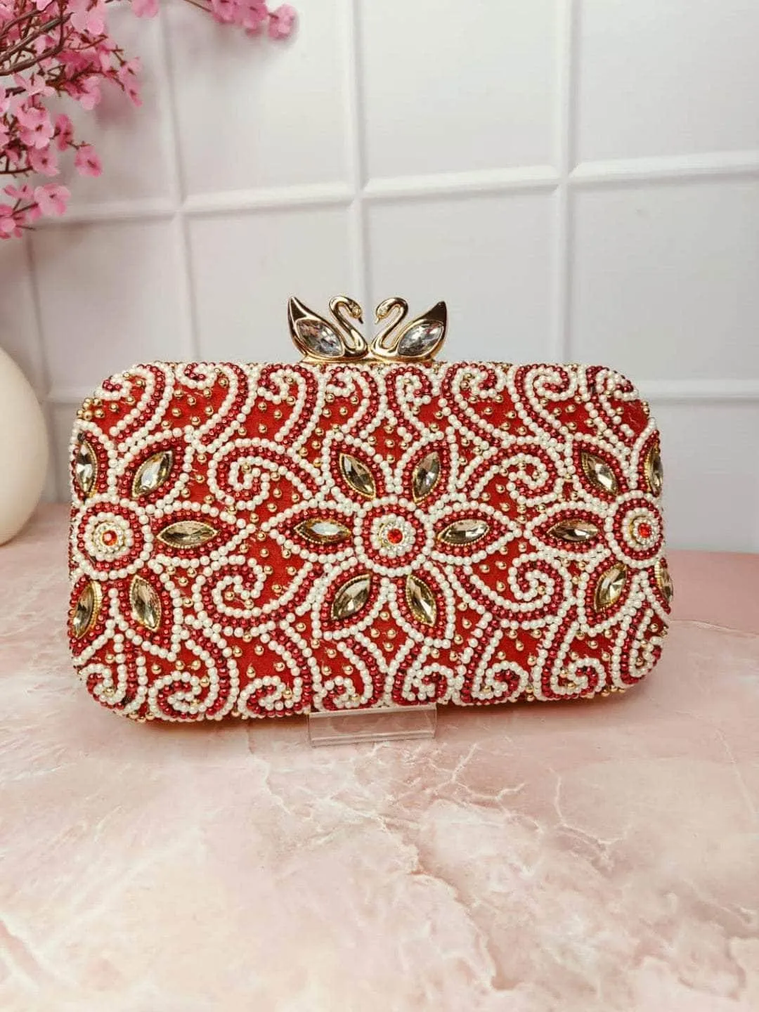 Embroidered Female Designer Beaded Clutches