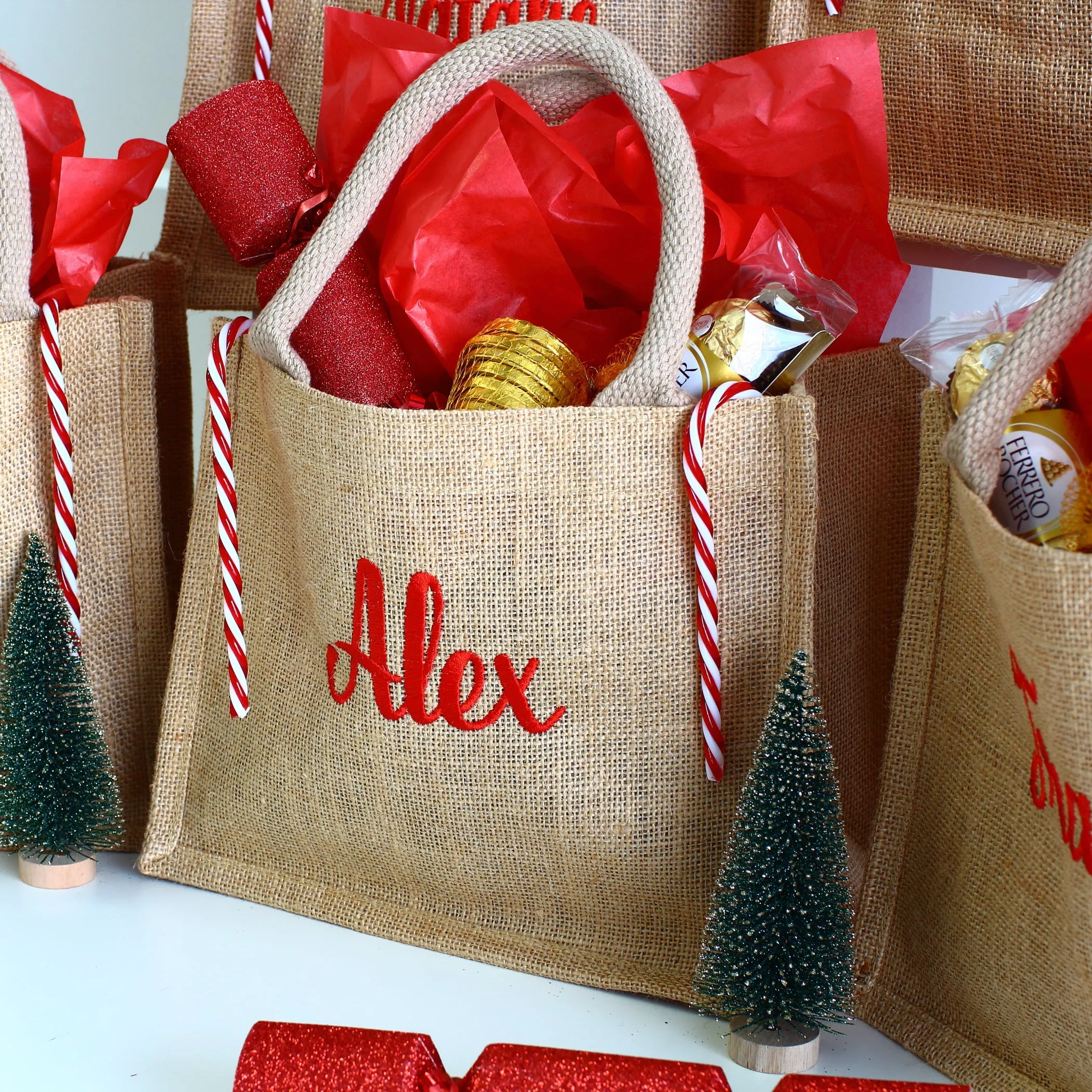 Embroidered gift bags - Natural