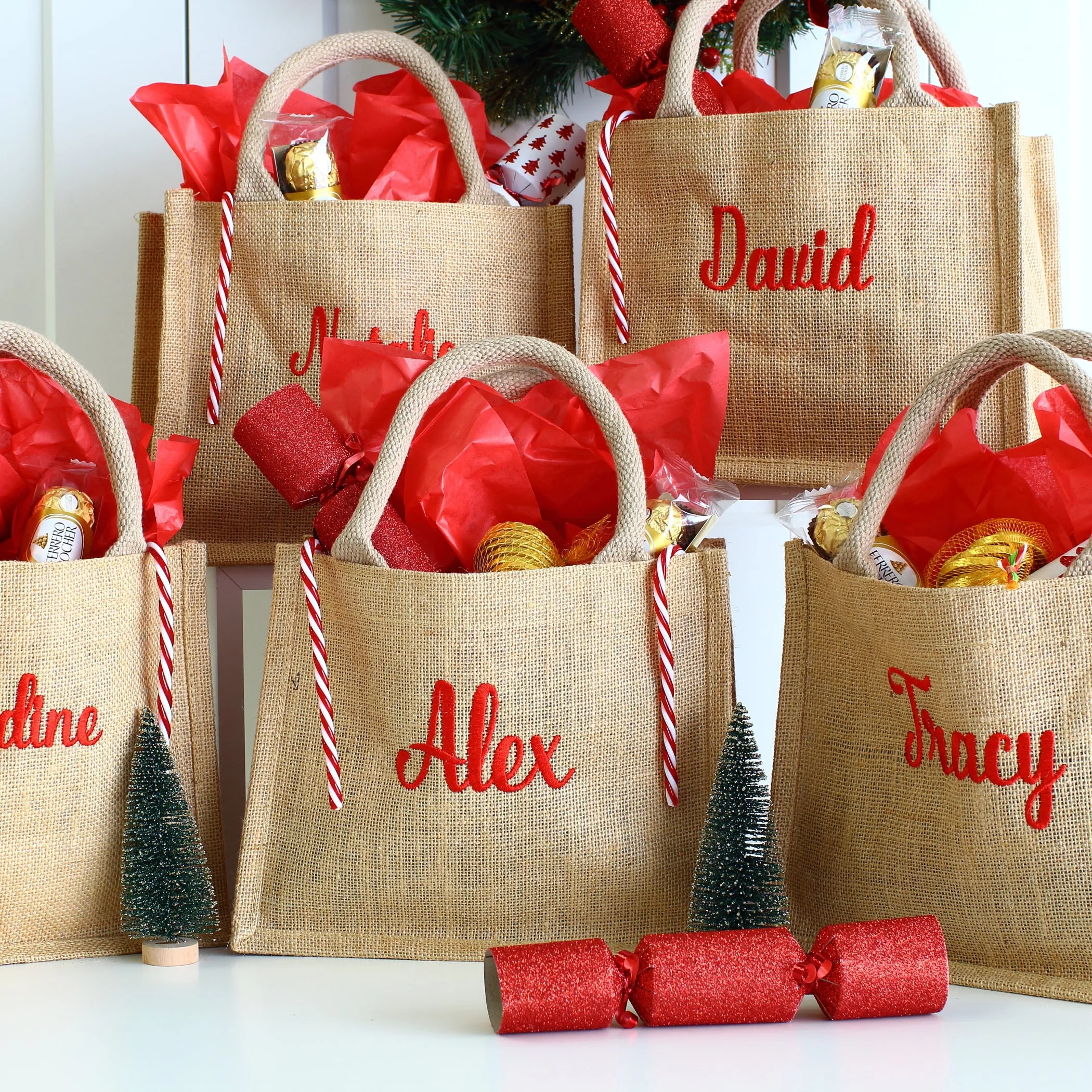 Embroidered gift bags - Natural