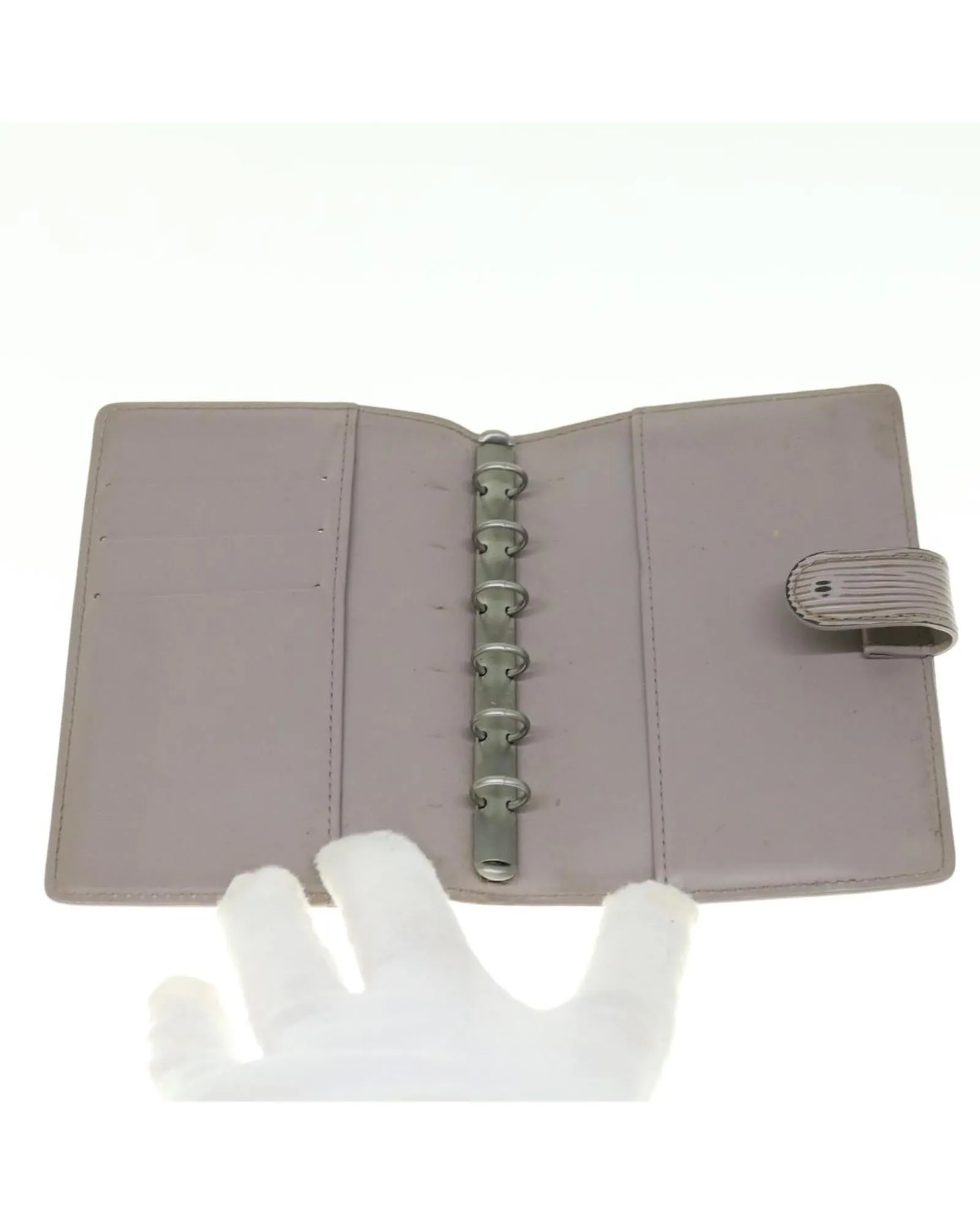 Epi Leather Day Planner Cover with Button Clasp - Lilac