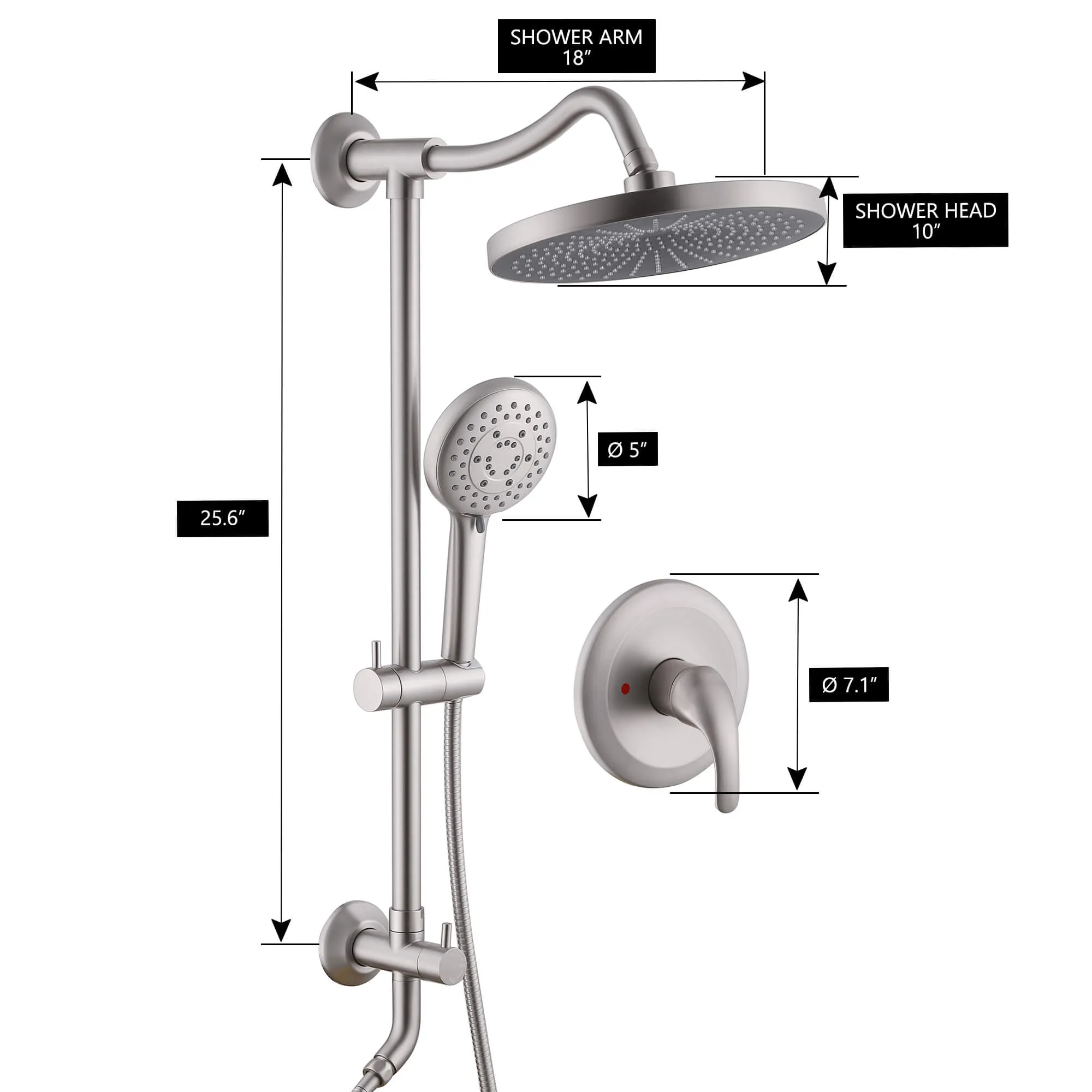 Farmhouse Style Bathroom Shower System with 10-inch Shower Head JK0310