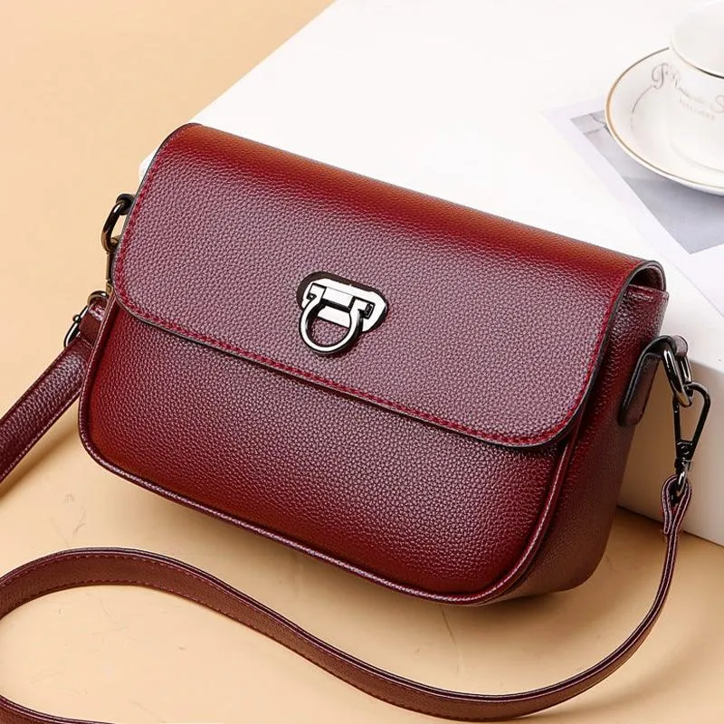 Fashion Leather One-Shoulder Small Square Messenger Bag