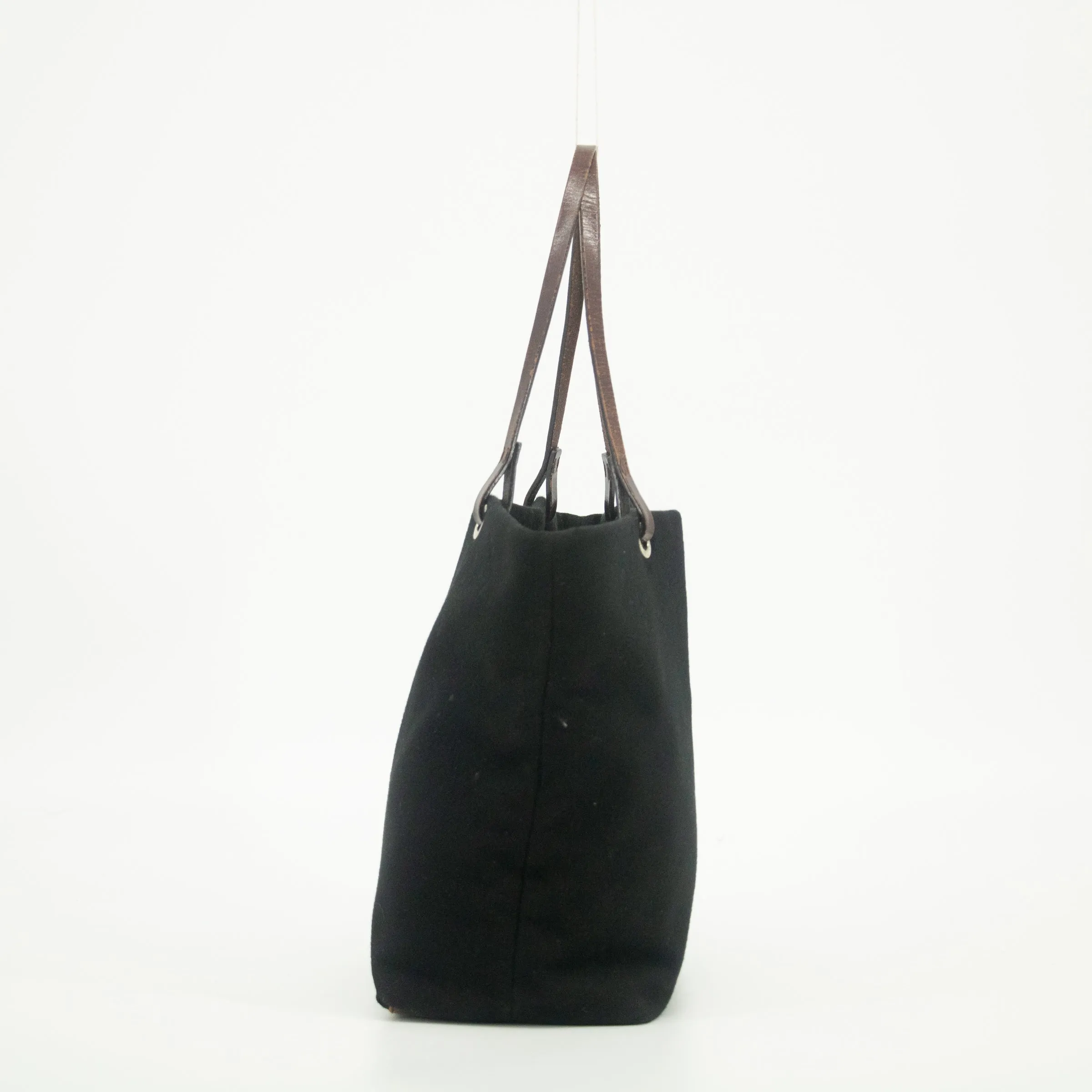 Fendi Black x Brown Velour x Leather Tote Bag #1951