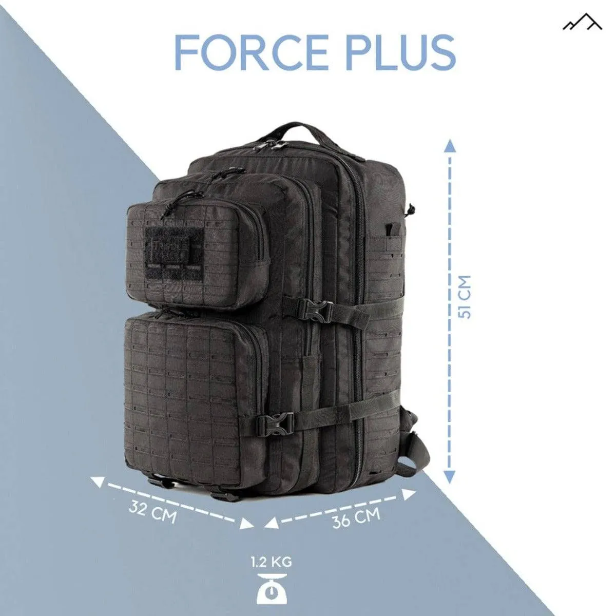 Force Plus Tactical Army Backpack with Laser-cut MOLLE - 50 Litres - Khaki