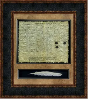 Framed Louisiana Purchase with Quill | Historic Document with Quill in Double Mat | 27L X 29W" Inches