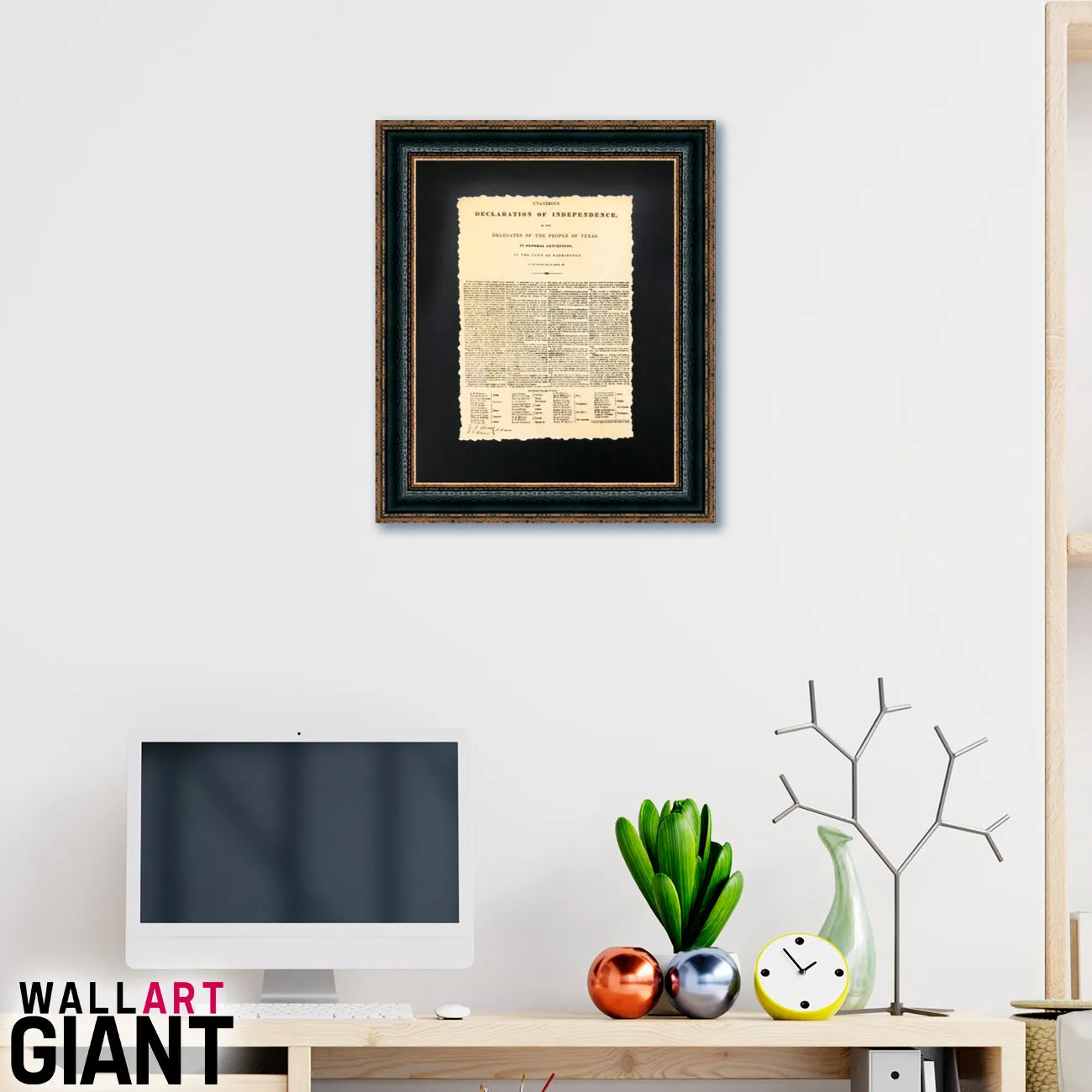 Framed Texas Declaration of Independence | Historic Document in Single Mat | 25L X 21W" Inches