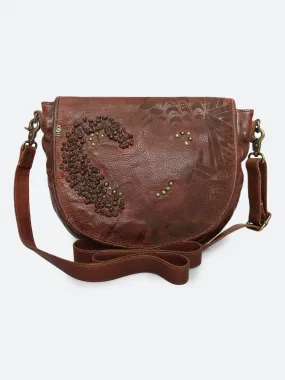 Fresia: Cognac Leather Laser Cross Body