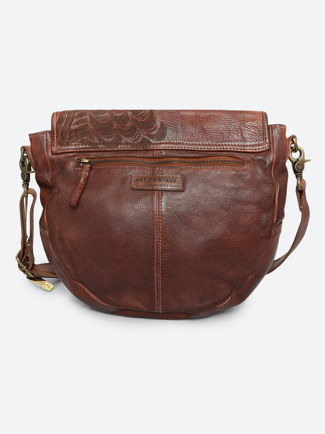 Fresia: Cognac Leather Laser Cross Body