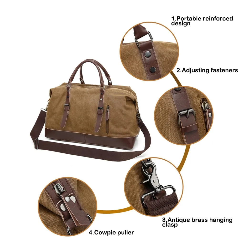 Funki Buys | Bags | Travel Bags | Canvas Leather Overnight Bag