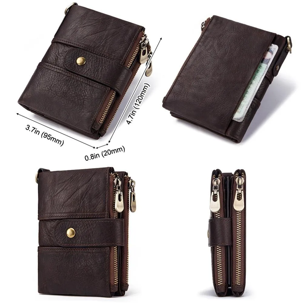 Genuine Leather Rfid Unisex Wallet / Short Mini Cash And Card Portomonee