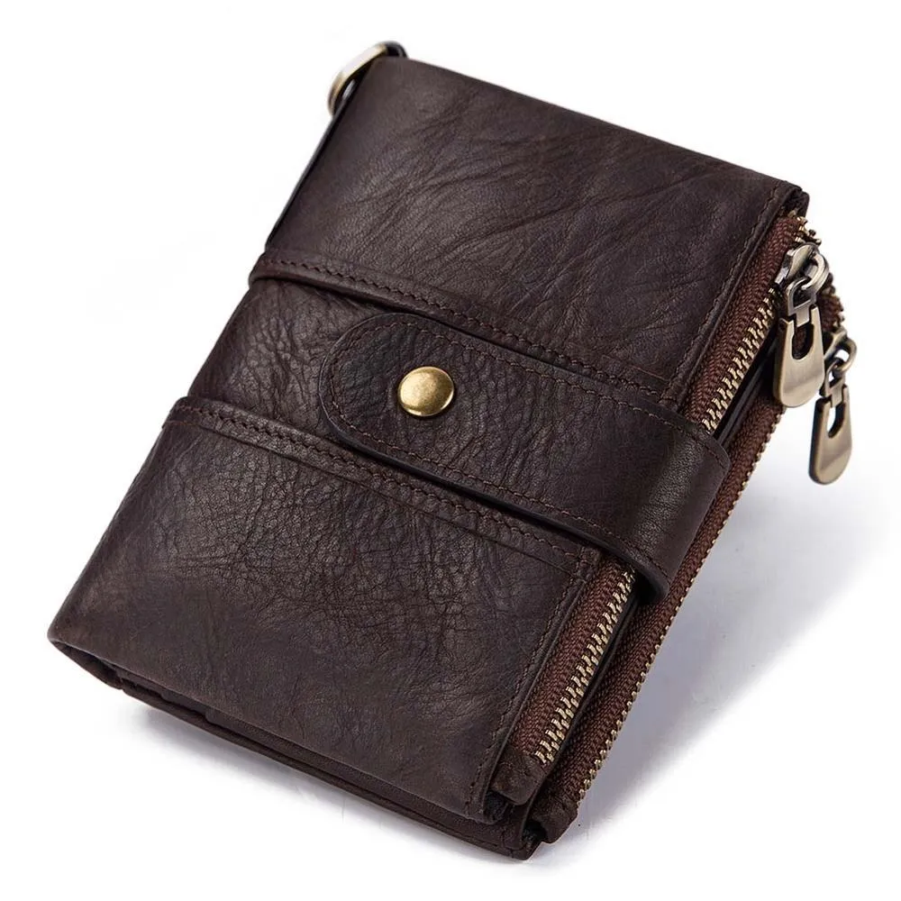 Genuine Leather Rfid Unisex Wallet / Short Mini Cash And Card Portomonee