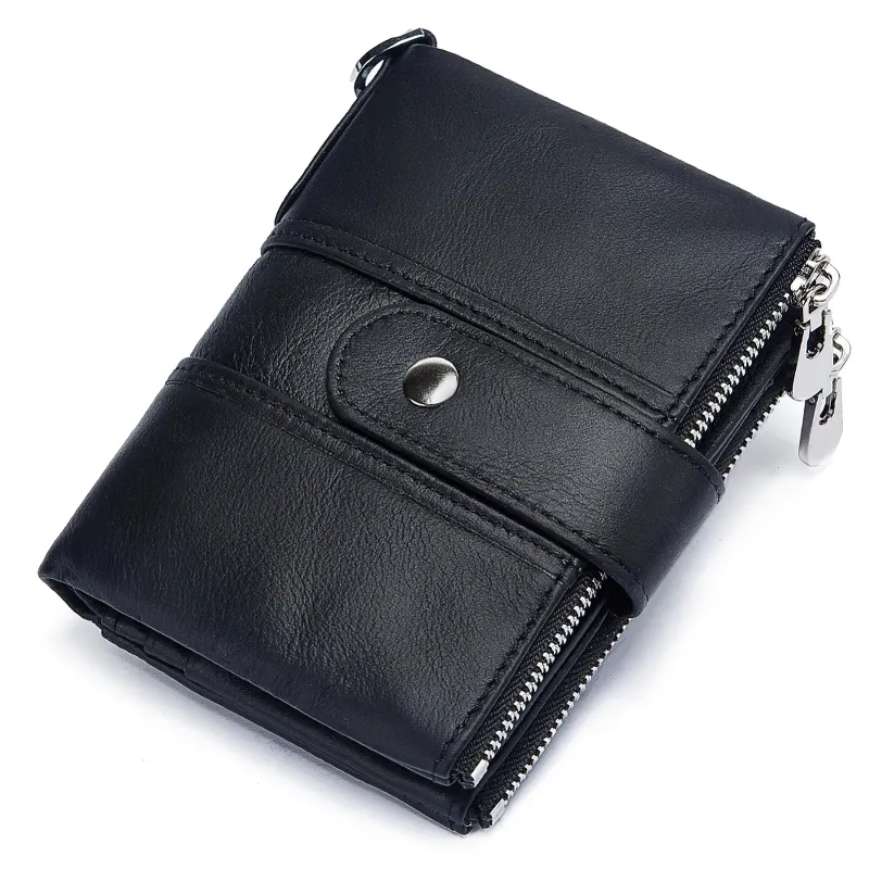 Genuine Leather Rfid Unisex Wallet / Short Mini Cash And Card Portomonee