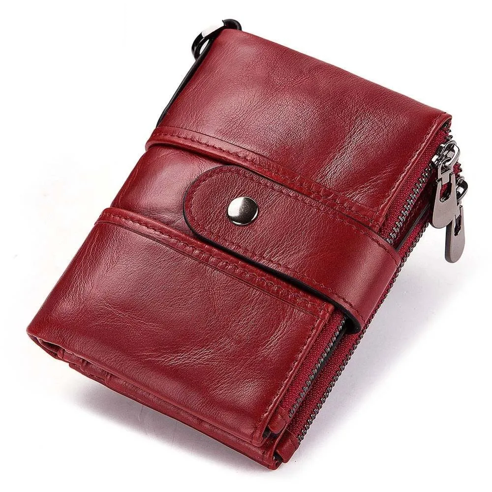 Genuine Leather Rfid Unisex Wallet / Short Mini Cash And Card Portomonee