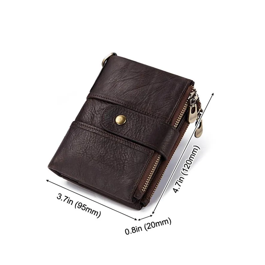 Genuine Leather Rfid Unisex Wallet / Short Mini Cash And Card Portomonee