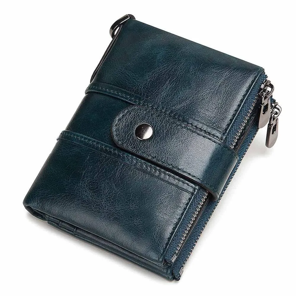 Genuine Leather Rfid Unisex Wallet / Short Mini Cash And Card Portomonee