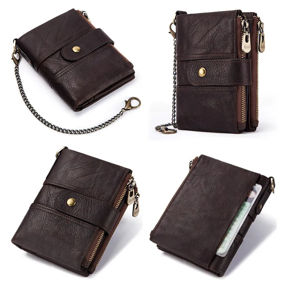 Genuine Leather Rfid Unisex Wallet / Short Mini Cash And Card Portomonee