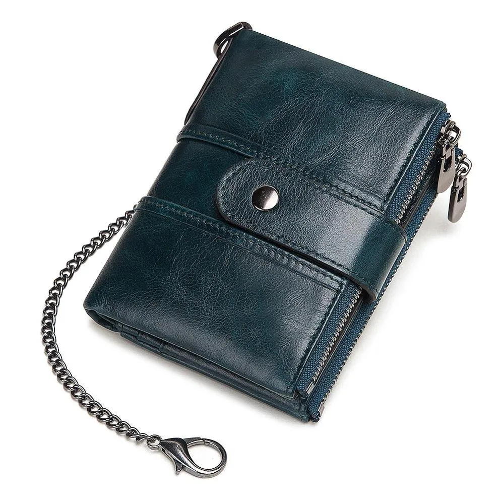 Genuine Leather Rfid Unisex Wallet / Short Mini Cash And Card Portomonee