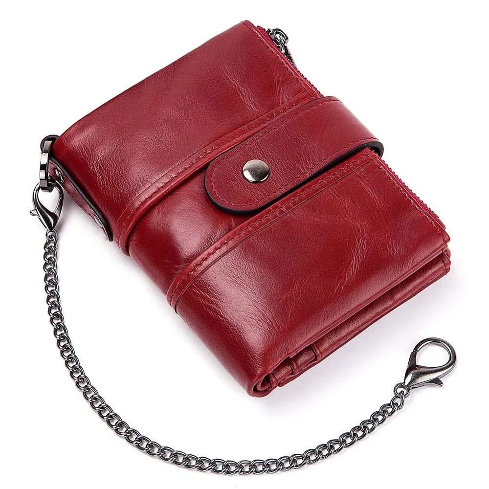 Genuine Leather Rfid Unisex Wallet / Short Mini Cash And Card Portomonee