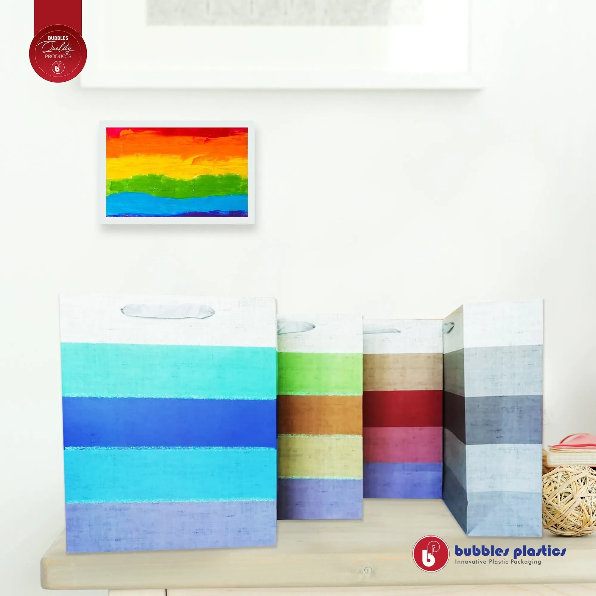 Gift Paper Bag Colour Stripes 26x32cm Medium