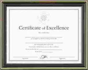 Gold-Trimmed Document Frame W/Certificate Wood 8-1/2 X 11 Black