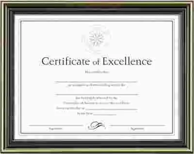 Gold-Trimmed Document Frame W/Certificate Wood 8-1/2 X 11 Black