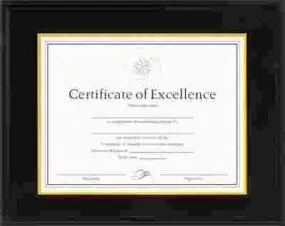 Hardwood Document/Certificate Frame W/Mat 11 X 14 Black