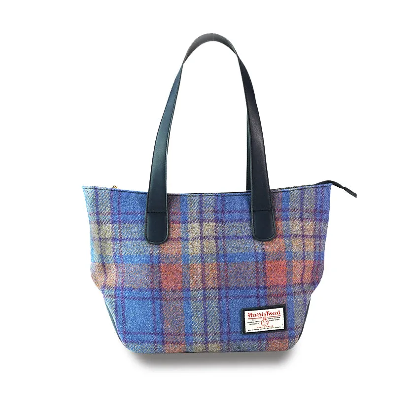 Harris Tweed Wool Plaid Color-Blocked Handmade Tote Bag-i7bags