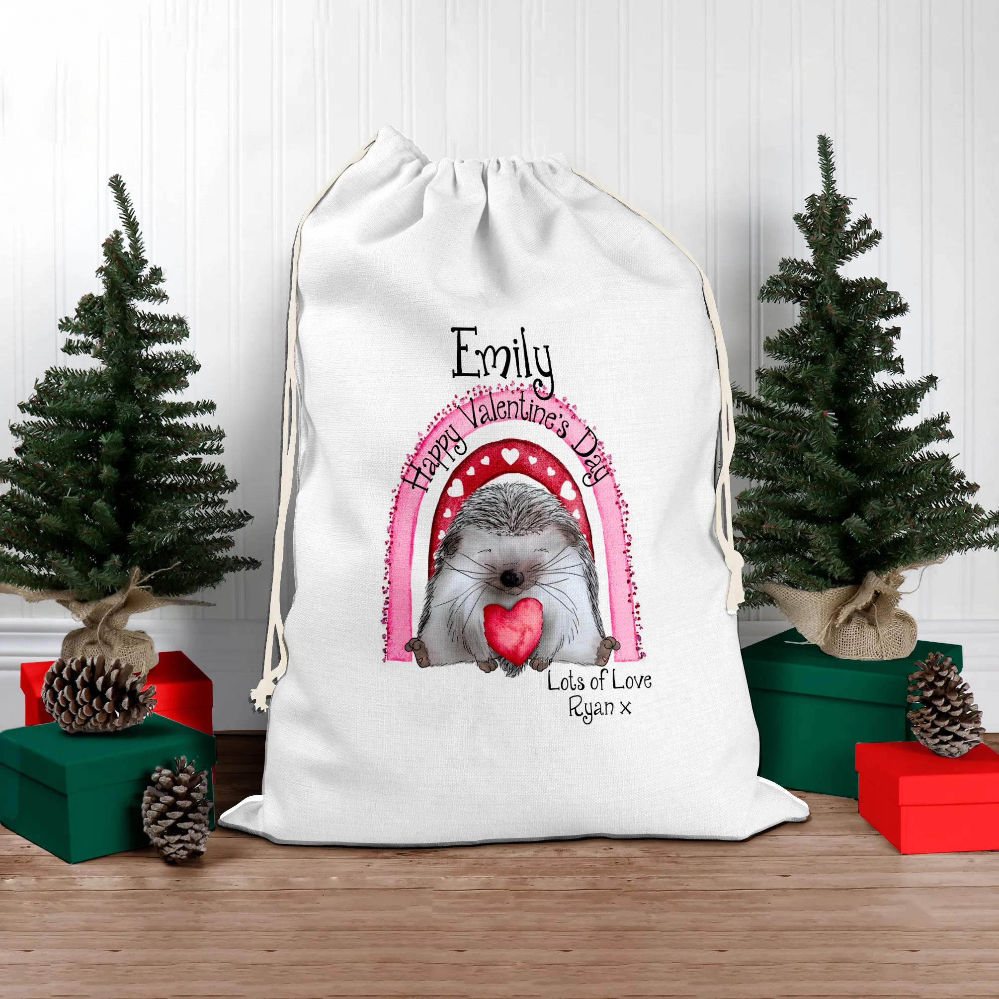 Hedgehug Personalised Valentine's Day Gift Sack