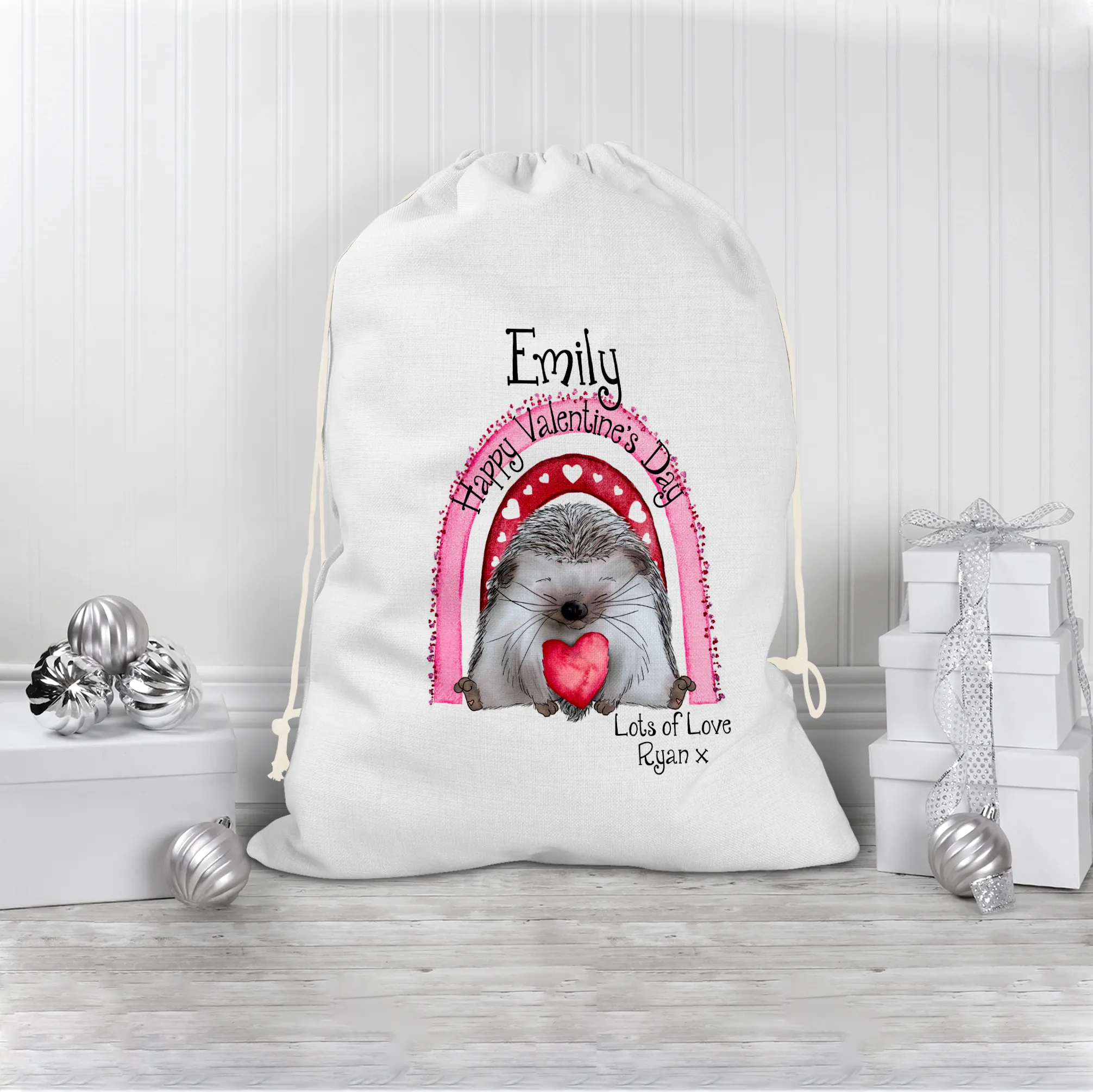 Hedgehug Personalised Valentine's Day Gift Sack