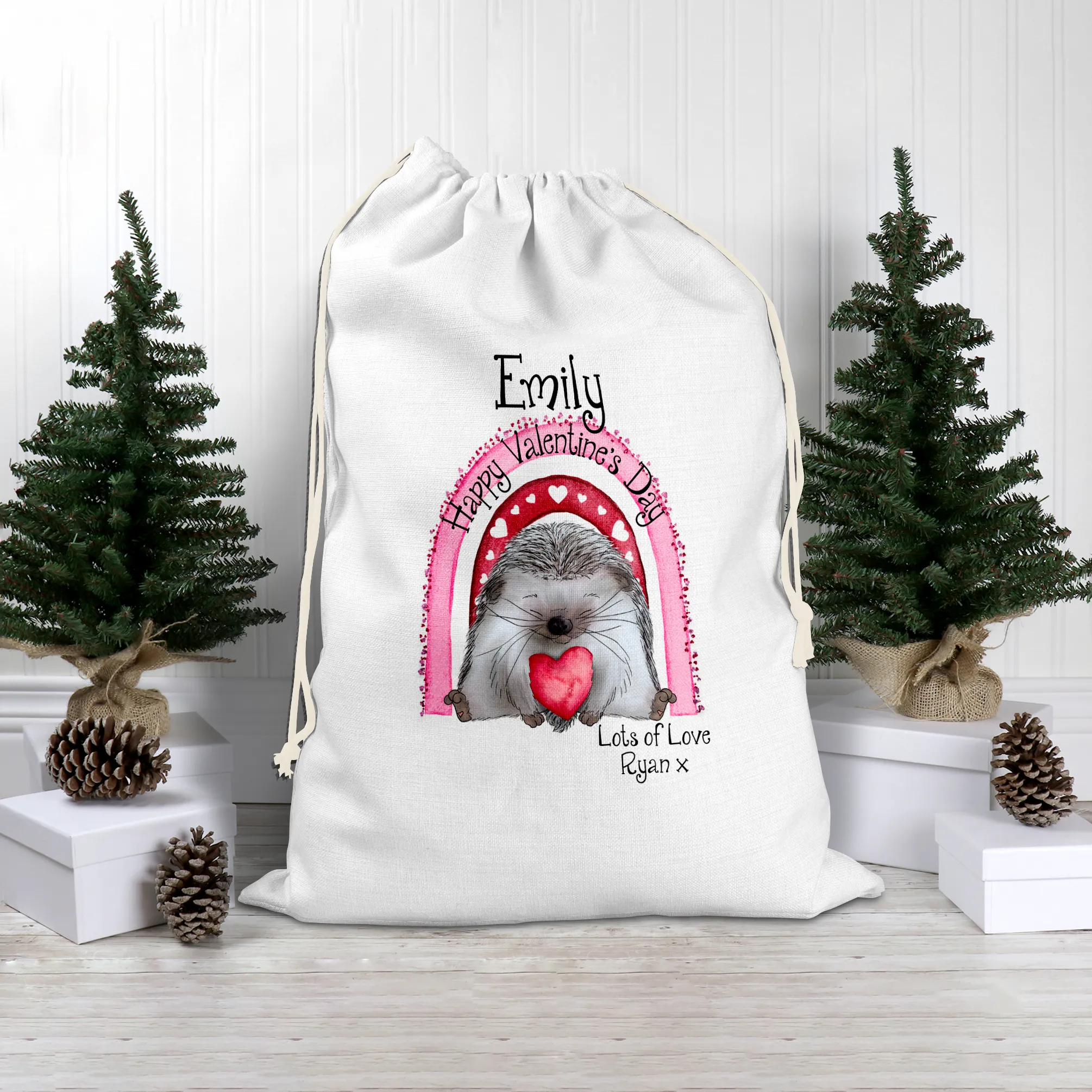 Hedgehug Personalised Valentine's Day Gift Sack