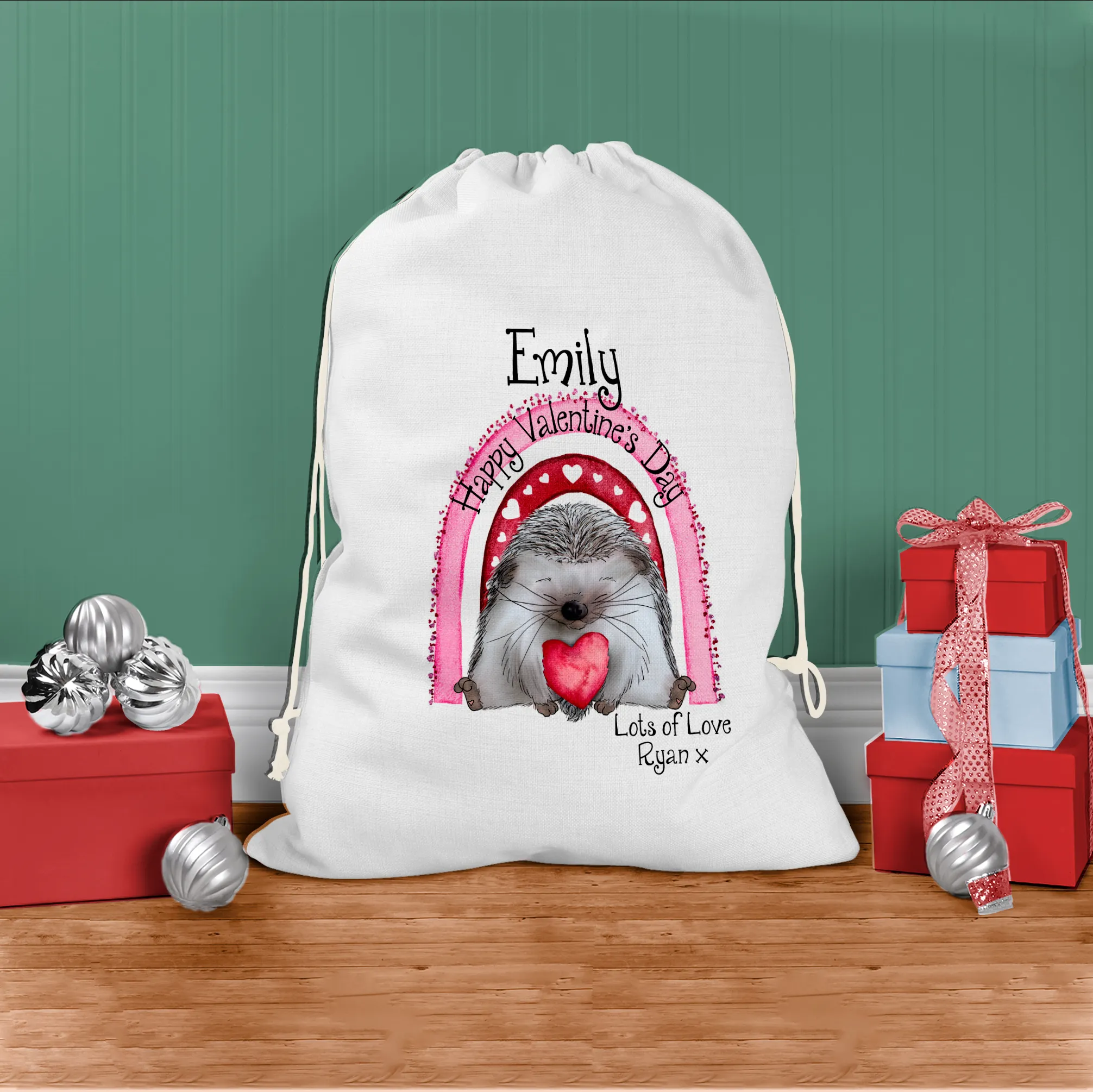 Hedgehug Personalised Valentine's Day Gift Sack