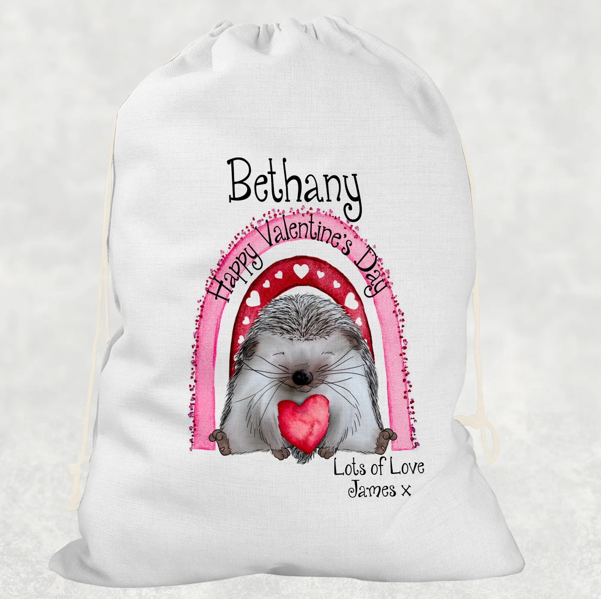 Hedgehug Personalised Valentine's Day Gift Sack