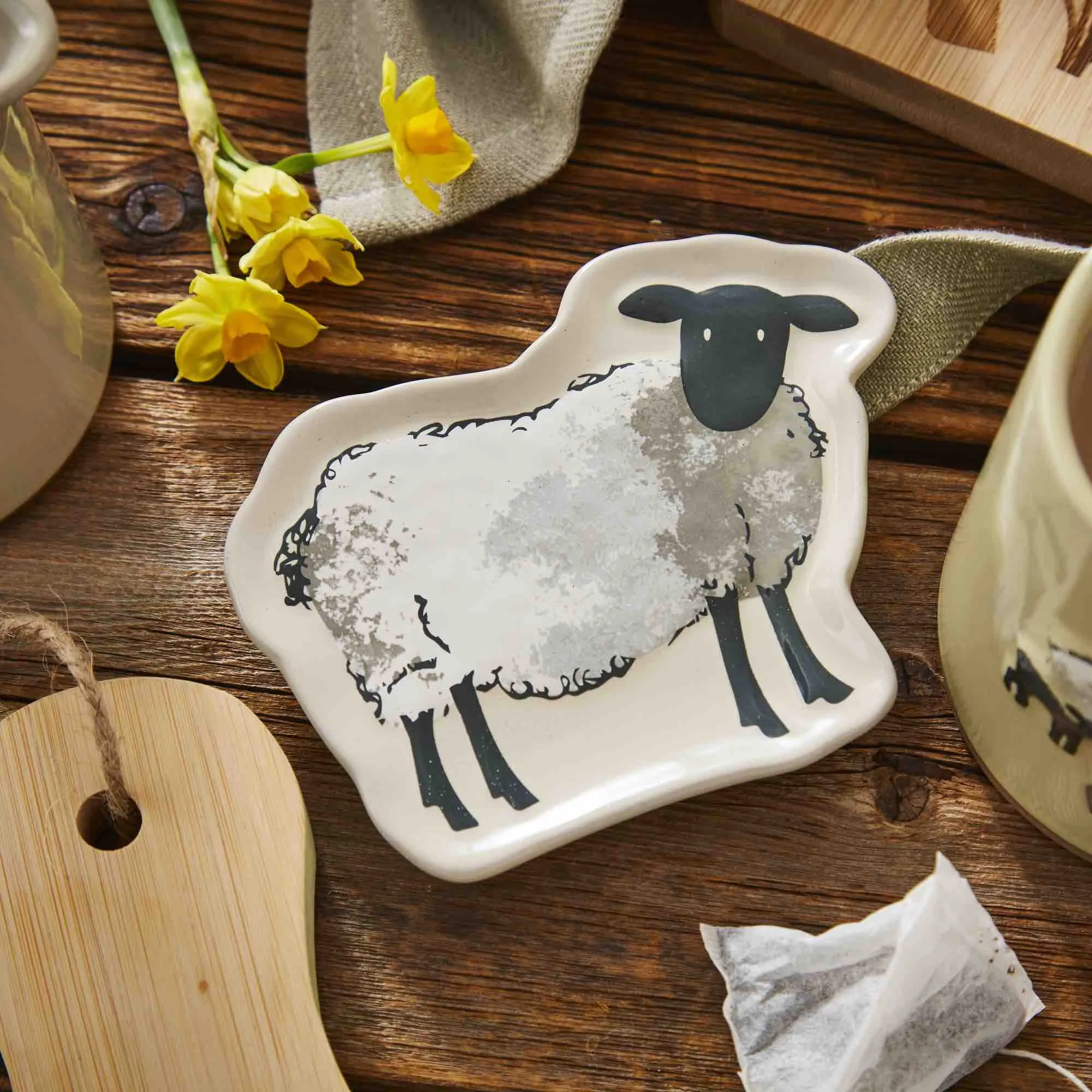 Highland Sheep Ceramic Teabag Tidy